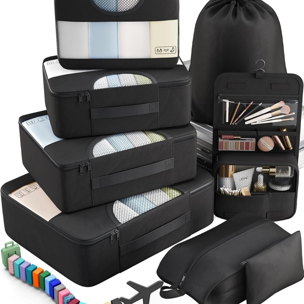 10 Set/8 Set Packing Cubes for Travel Essentials, Suitcase Organizer Bags in 4 S